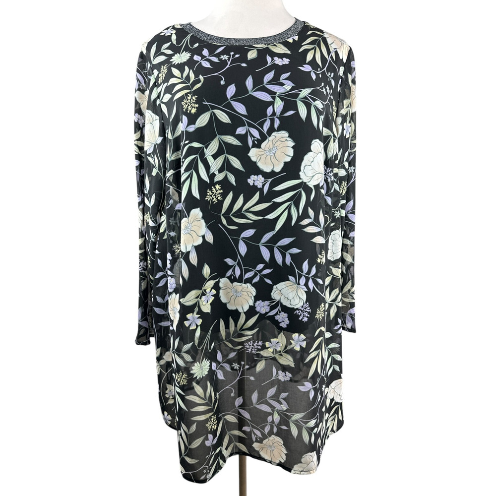 Calvin Klein Floral Wildflower Lined Tunic Blouse Mini Dress Womens Plus Size 1X - Picture 5 of 16